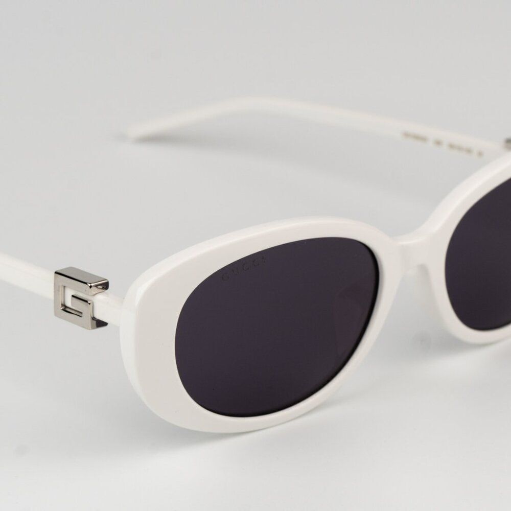 NEW Gucci GG1684SA 006 White Grey Unisex Oval Sunglasses GG 1684SA - Picture 6 of 10